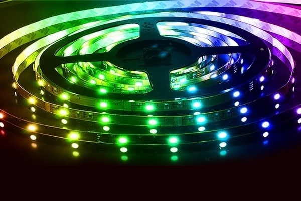 RGB strip lights up in different colors
